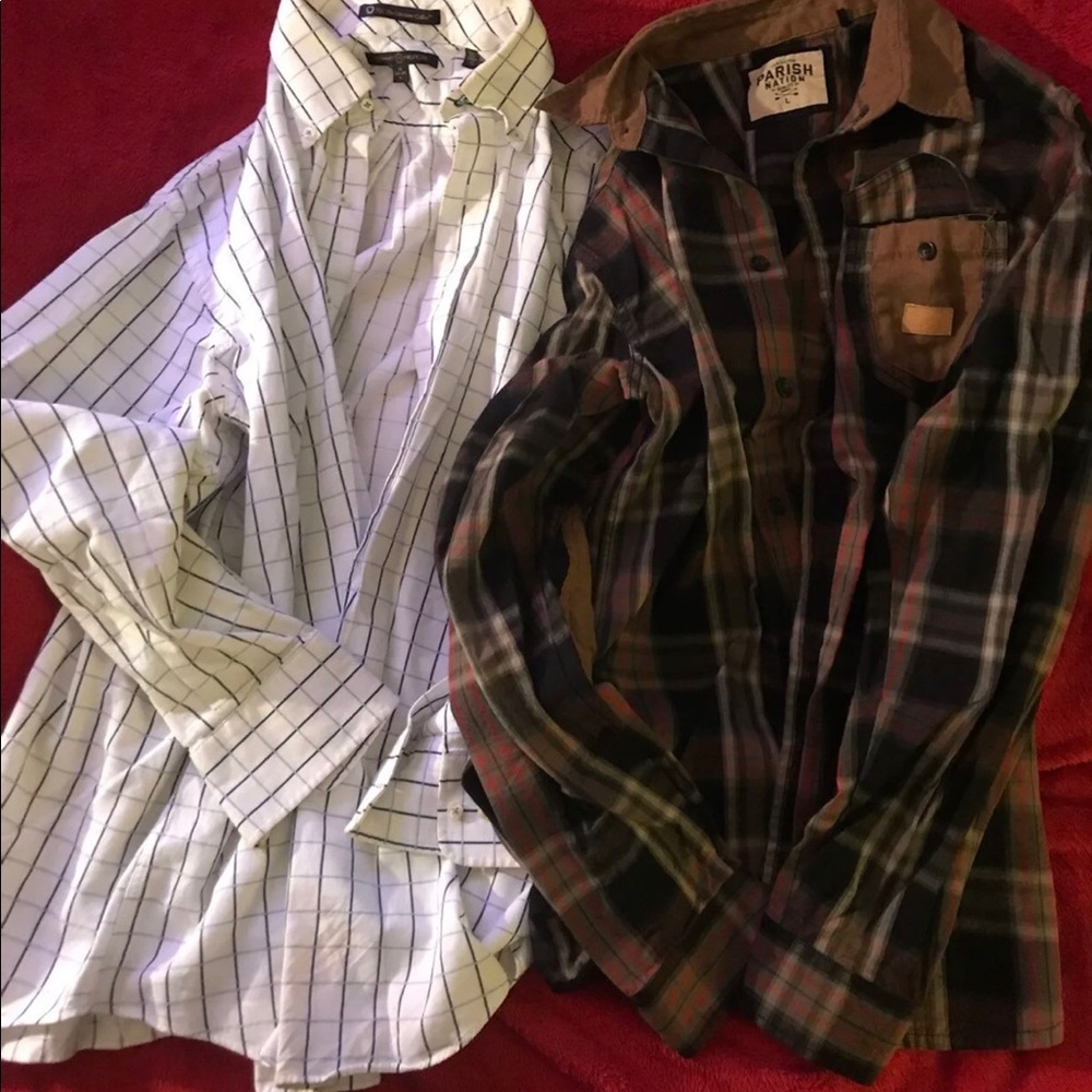 Four button downs and Hilfiger pea button sweater